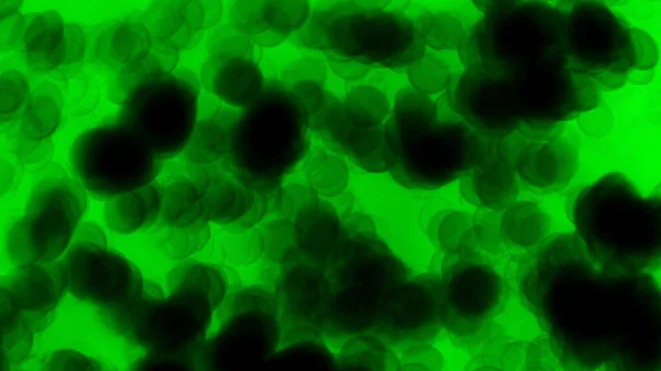 Conceito Flutuando Fundo Verde Microscópico Fluido Pandemias Células Virais — Fotografia de Stock