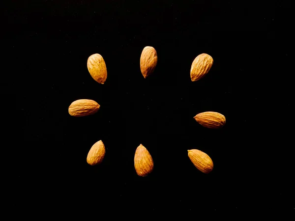 Almonds seed isolated background. almond beans snack