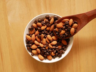 Arka plan için karışık badem ve kahve