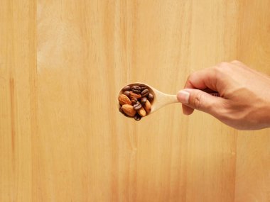 Arka plan için karışık badem ve kahve