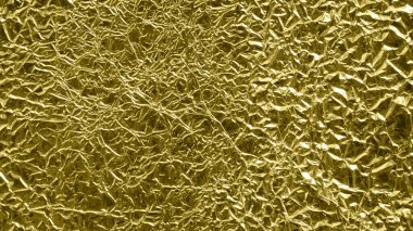 Doku arkaplanı için parlak buruşuk yüzeyi olan altın folyo arka plan