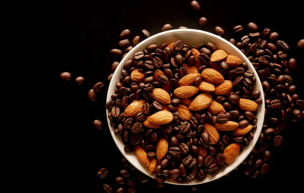 mixed almond and coffee for background