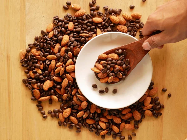 mixed almond and coffee for background