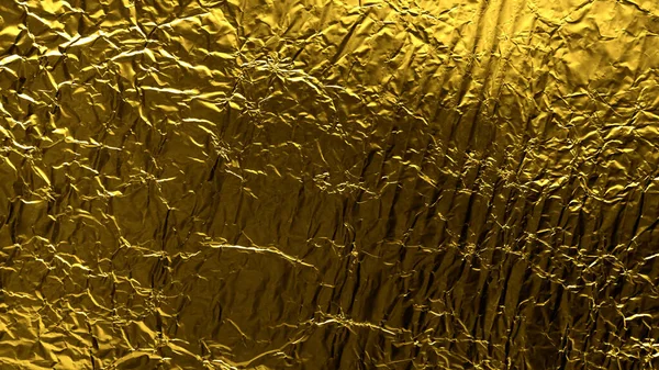質感の背景のための光沢のあるしわのある表面と金箔の背景 — ストック写真