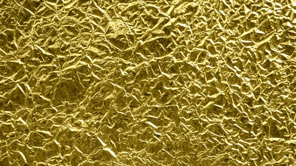 Złote Tło Foliowe Błyszczącą Pogniecioną Powierzchnią Tle Tekstury — Zdjęcie stockowe