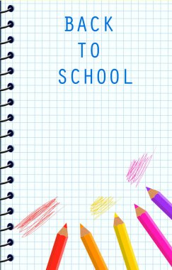 Spiral dizüstü bilgisayarla okul vektör arkaplanına dön.