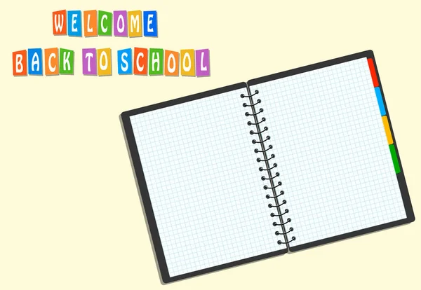 Terug Naar School Vector Achtergrond Met Spiraal Notebook — Stockvector