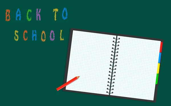 Volver Escuela Vector Fondo Con Cuaderno Espiral — Vector de stock