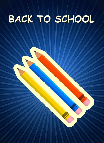 Poster Vetor Volta Escola Com Lápis — Vetor de Stock