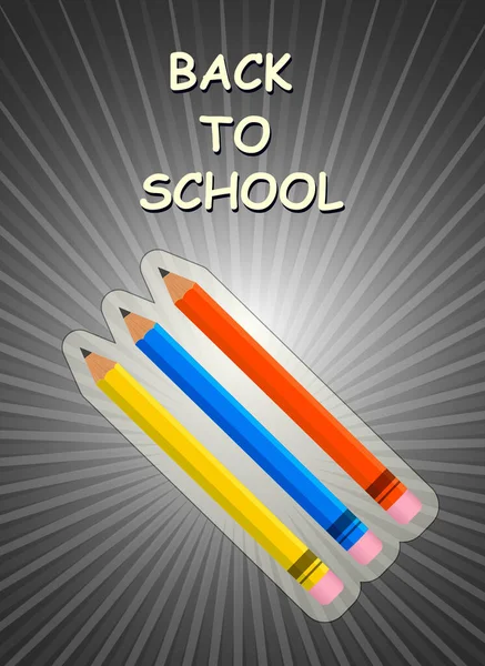 Terug Naar School Vector Poster Met Potlood — Stockvector