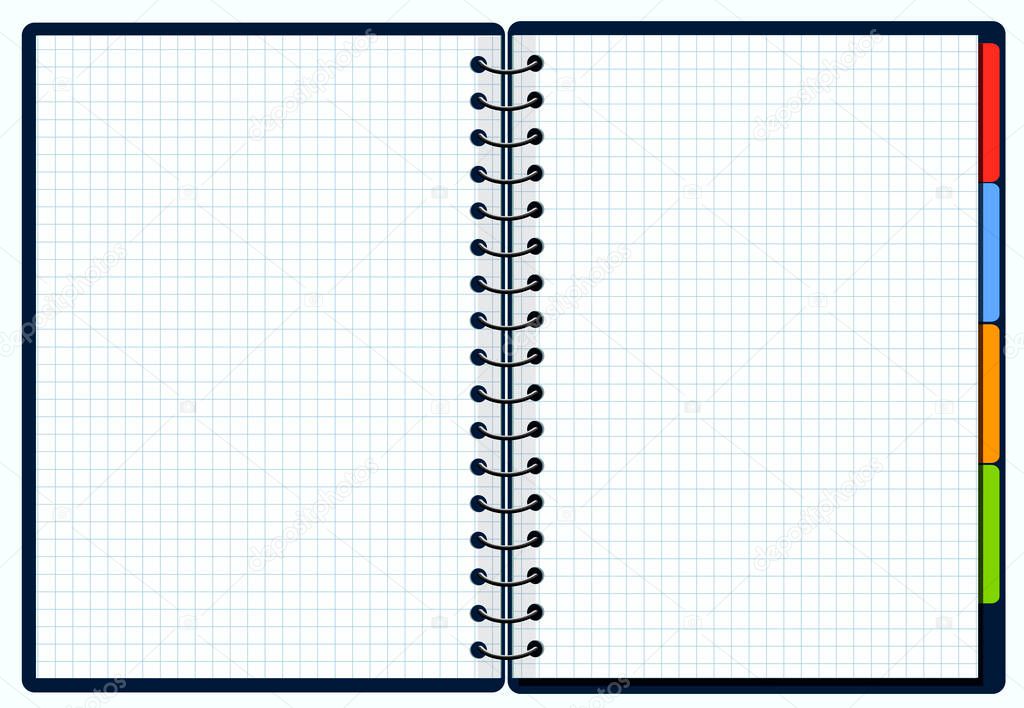 Back to School vector background with spiral notebook.