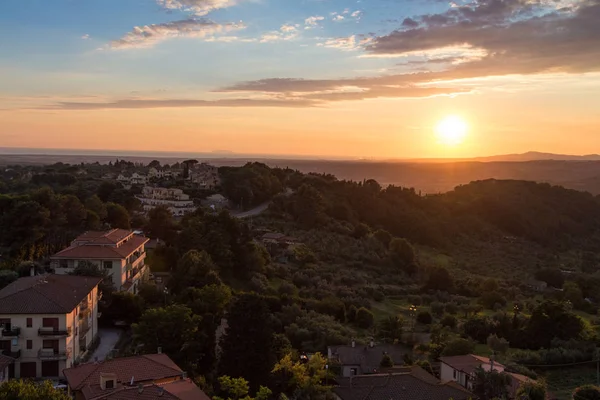 Ansichten Von Montescudaio Sonnenuntergang Stockfoto