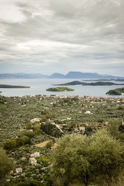 Widok Lefkady Miasta Nydri Wysp Sparti Lefkados Skorpios Madouri — Zdjęcie stockowe