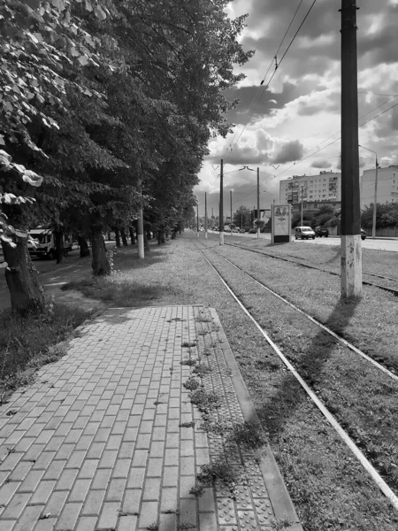 Железная Дорога Трамвая Городе — стоковое фото