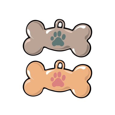 Beyaz arkaplanda izole edilmiş renkli siyah çizgili el çizimi köpek adres vektör çizimi. Ev hayvanı konsepti.