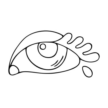 Sevimli el çizimi siyah çizgi çizgi göz beyaz arka planda izole. 