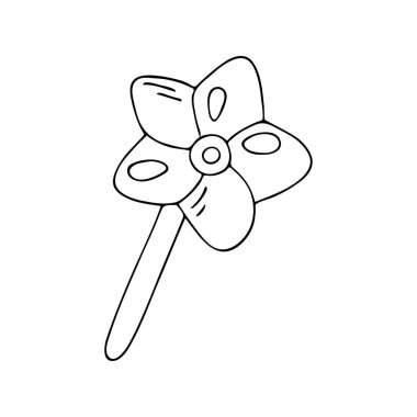 Güzel el çizimi siyah çizgili sihirli değnek beyaz arka planda izole edilmiş. Küçük prenses şeyler vektör illüstrasyon. Grafik tasarımı, tipografi, kırtasiye, dekorasyon, tekstil ürünleri için güzel bir çocuksu simge.