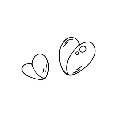 Sevimli el çizimi siyah çizgili kalpler beyaz arka plana izole edilmiş karalamalar. Grafik tasarımı, tipografi, kırtasiye, dekorasyon, tekstil ürünleri için güzel, çocuksu kalp doldurucular..