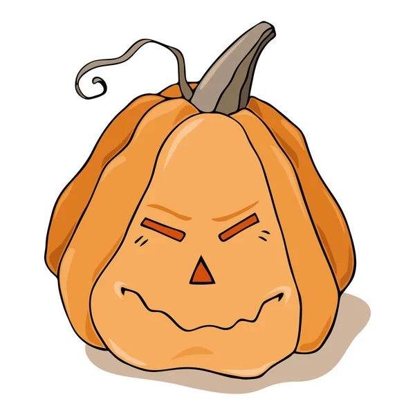 Lindo Personaje Calabaza Espeluznante Dibujado Mano Aislado Sobre Fondo Blanco — Vector de stock