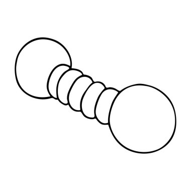 Güzel el çizimi karikatür köpek teşvikleri beyaz üzerinde izole edilmiş oyuncak vektör çizimleri çiğniyor. Köpek eğitimi, köpek bakıcılığı, evcil hayvan dükkanı, hayvan bakımı, köpek çevikliği, spor, veterinerlik, hayvan sahipleri için siyah ana hatlı ip aksesuar ikonu.