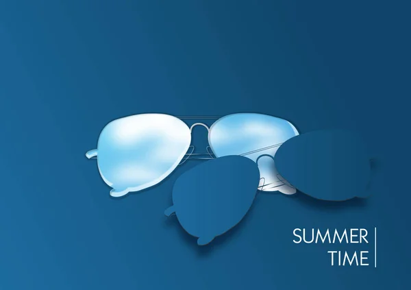 Blue Background Sunglasses Paper Template Illustration — Stock Photo, Image