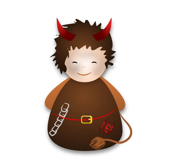 Ilustração Personagem Pequeno Diabo Isolado Fundo Branco — Fotografia de Stock