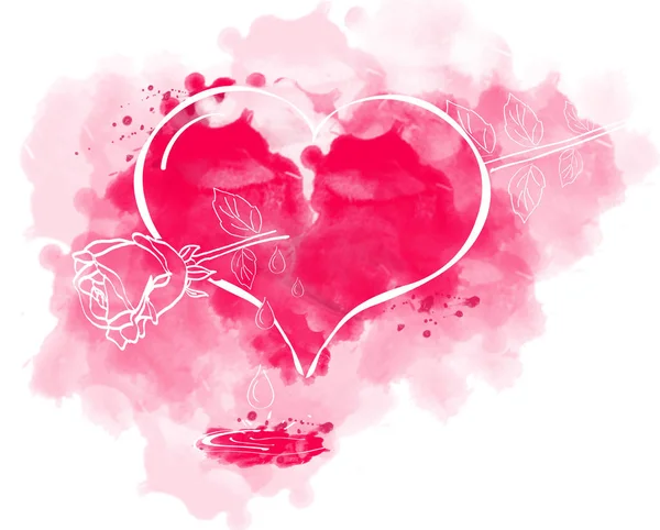 Illustration Broken Heart Rose Arrow — Stock Photo, Image