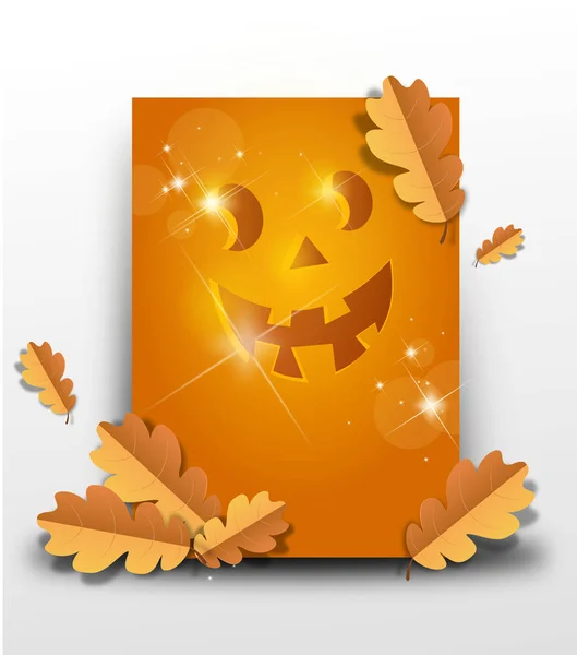 Háttér Sablon Halloween Üdvözlőlap Díszített Tölgyfalombokkal — Stock Fotó