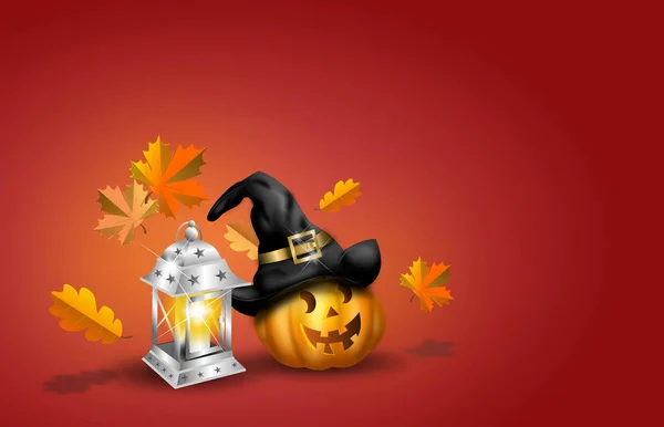 Háttérben Halloween Üdvözlés Kártya Val Halloween Tök Illusztrációja — Stock Fotó