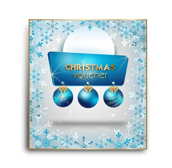 Pozadí Pro Vánoční Poukaz Ilustrace Karet Modré Barvě — Stock fotografie