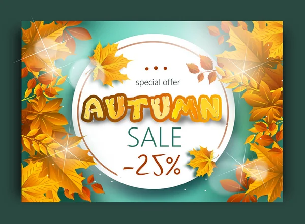Template Autumn Sale Card Decorated Dry Leaves — Stock Photo, Image