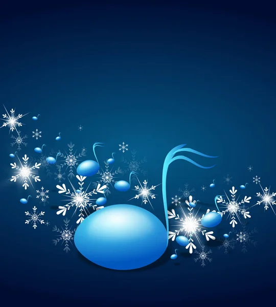 Blue background with music notes decorated with snowflakes