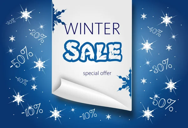Web Banner Zum Winterschlussverkauf Mit Blauem Hintergrund — Stockfoto