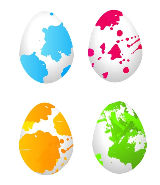 Uppsättning av fyra färgade påskägg — Stockfoto