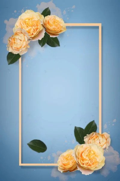 黄玫瑰贺卡 — 图库照片