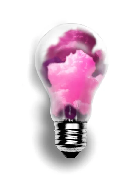 Żarówka z różowymi chmurami — Zdjęcie stockowe