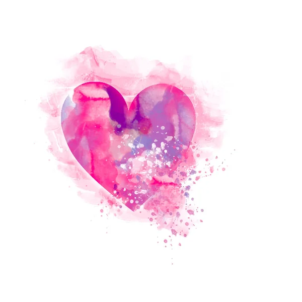 Illustration Pink Purple Watercolor Heart White Background — Stock Photo, Image