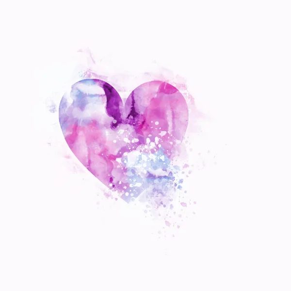 Ilustrace Růžové Fialové Akvarel Srdce Bílém Pozadí — Stock fotografie