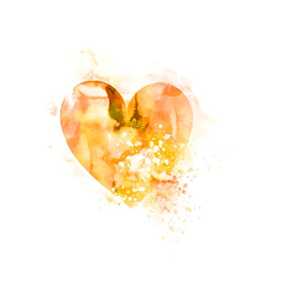 Illustration Yellow Watercolor Heart White Background — Stock Photo, Image