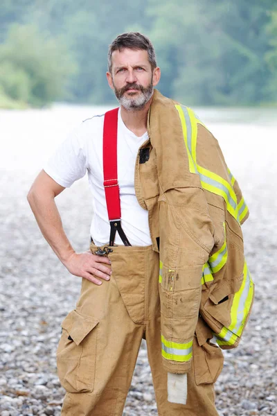 Portrait Handsome Blue Collar Man Work Wear — Stock Photo, Image