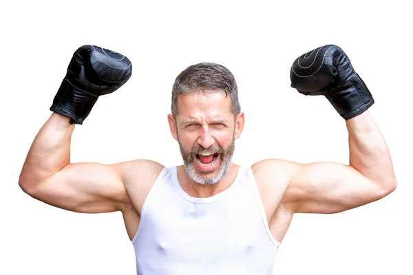 Portrait Handsome Sexy Boxer Victory Pose — Stock Photo, Image