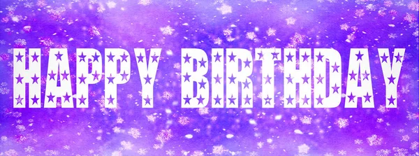 Happy Birthday Written Blue Purple Background Stars Glitter — Stock Photo, Image