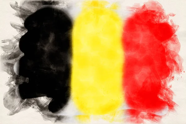Aquarelle flaga Belgii — Zdjęcie stockowe
