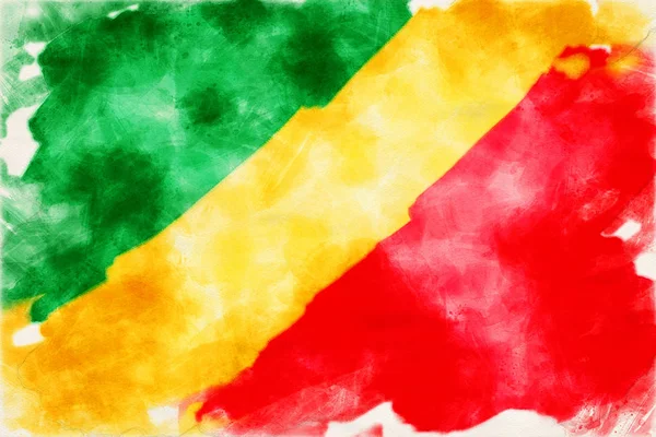 Aquarel van de vlag van Congo — Stockfoto