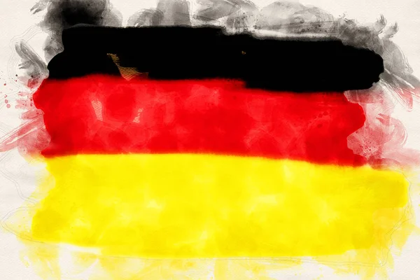 Aquarell der deutschen Flagge — Stockfoto
