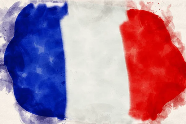 Aquarelle francuskiej flagi — Zdjęcie stockowe