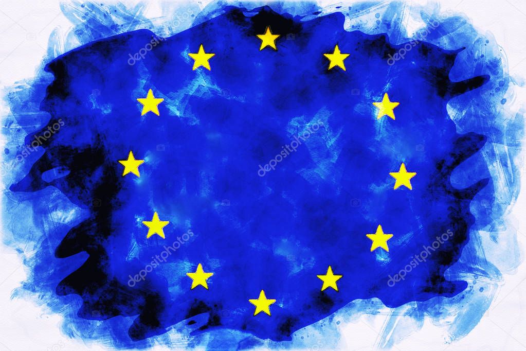 aquarelle of the european flag