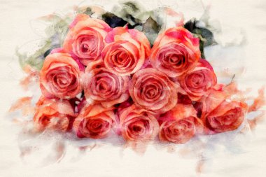 bir masada turuncu gül buket