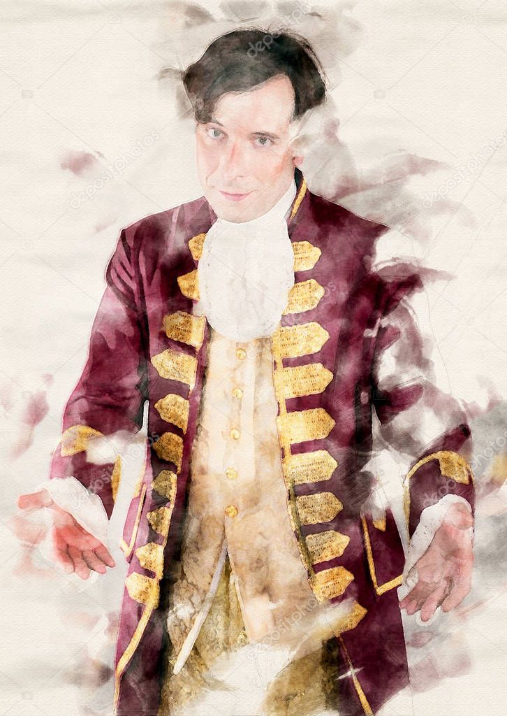 Portrait of a butler in a historic old robe