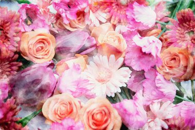 Gül, gerbera ve Lale çarpıcı karışımı